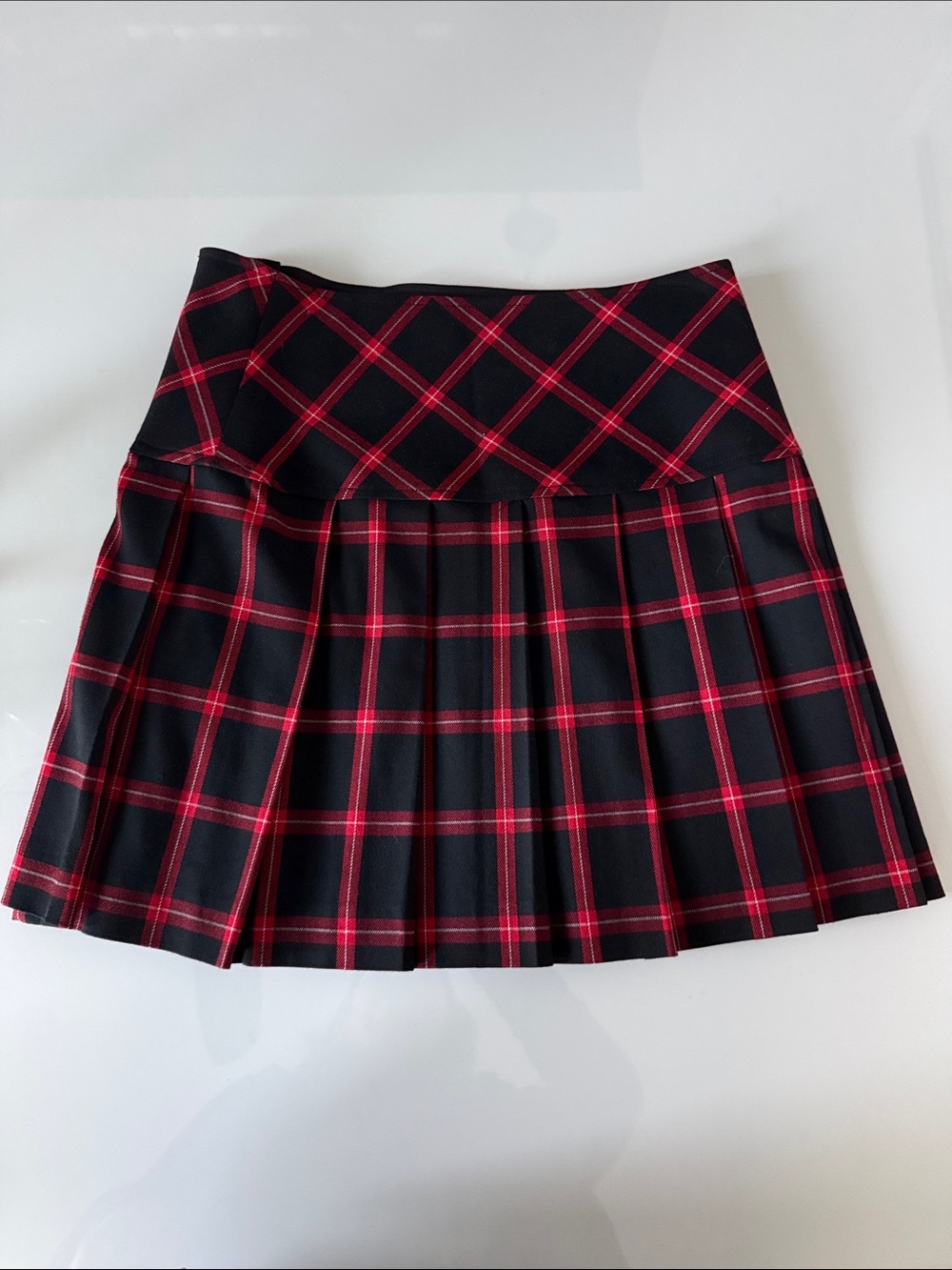 Trina Turk Plaid Pleated Skirt with Gold Side Zip - Picture 2 of 5